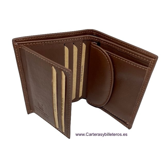 MEN'S WALLET WITH PURSE TITTO BLUNI ENGRAVED LEATHER EXCLUSIVE DESIGN 