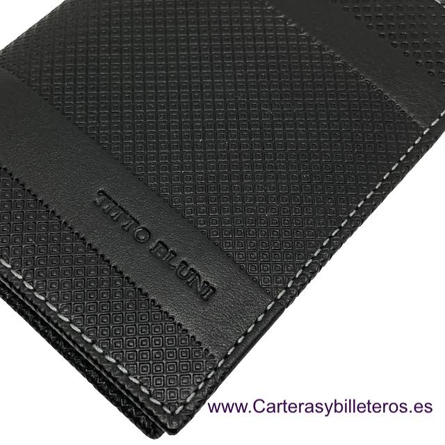 MEN'S WALLET WITH PURSE TITTO BLUNI ENGRAVED LEATHER EXCLUSIVE DESIGN 