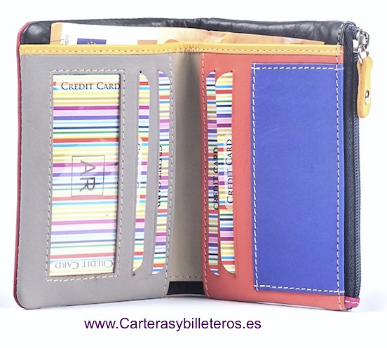 MULTICOLOR SOFT LEATHER PURSE WALLET 