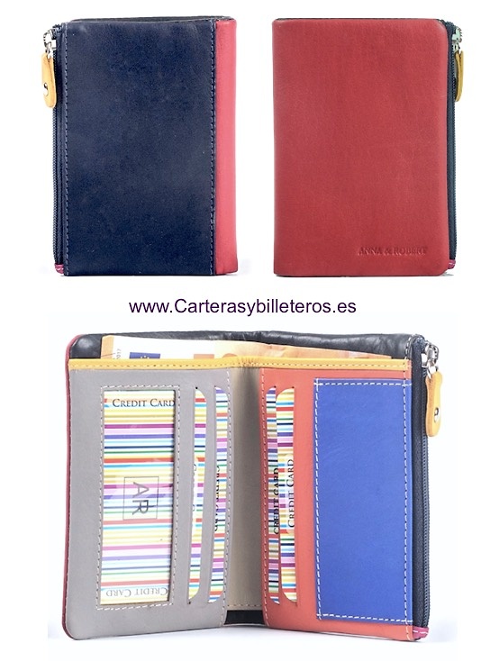 MULTICOLOR SOFT LEATHER PURSE WALLET 