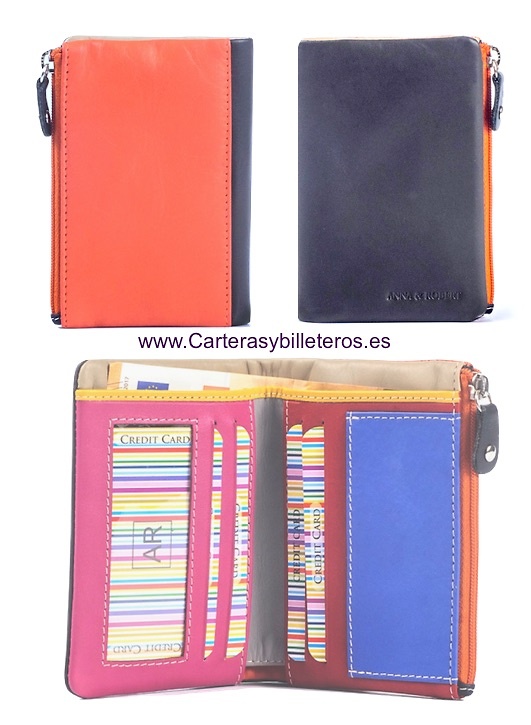 MULTICOLOR SOFT LEATHER PURSE WALLET 