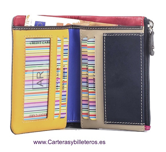 MULTICOLOR SOFT LEATHER PURSE WALLET 