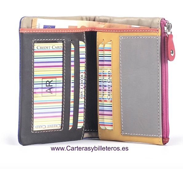 MULTICOLOR SOFT LEATHER PURSE WALLET 