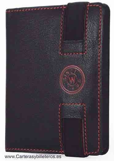 NAPA LEATHER MEN'S WALLET WITH ELASTIC CLOSURE AND PURSE 