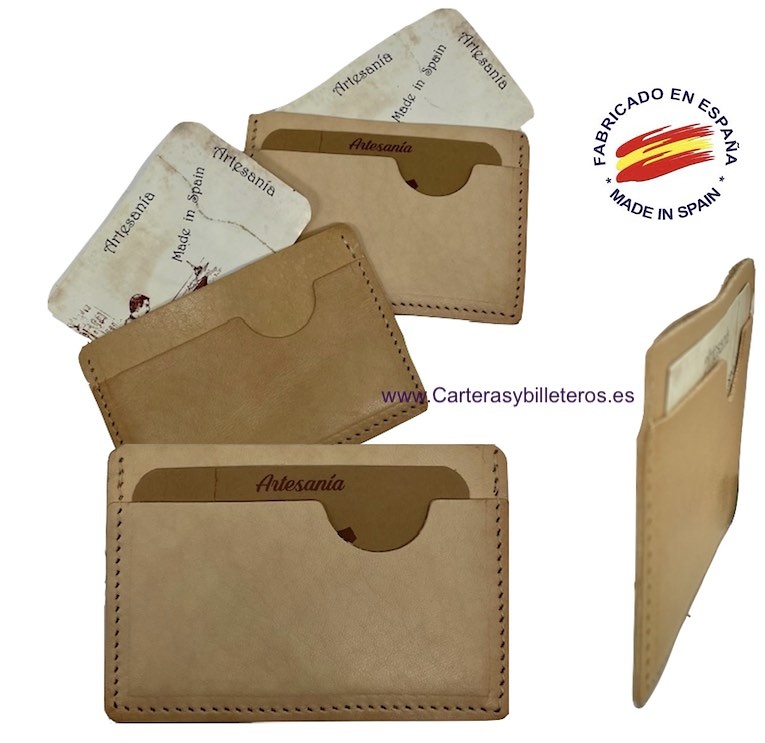 NATURAL LEATHER CARD HOLDER MADE IN SPAIN 