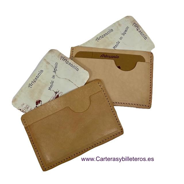 NATURAL LEATHER CARD HOLDER MADE IN SPAIN 