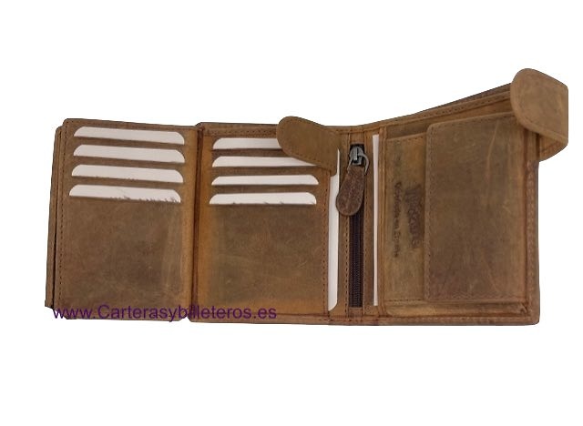 NATURE MEN'S WALLET WITH WAXING LEATHER CARD HOLDER FOR 13 CARDS 