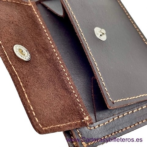 OFFER SET: TWO SMALL LEATHER WALLET WITH OUTSIDE PURSE CUBILO + KEYRING 