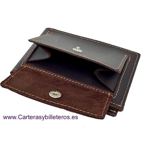 OFFER SET: TWO SMALL LEATHER WALLET WITH OUTSIDE PURSE CUBILO + KEYRING 