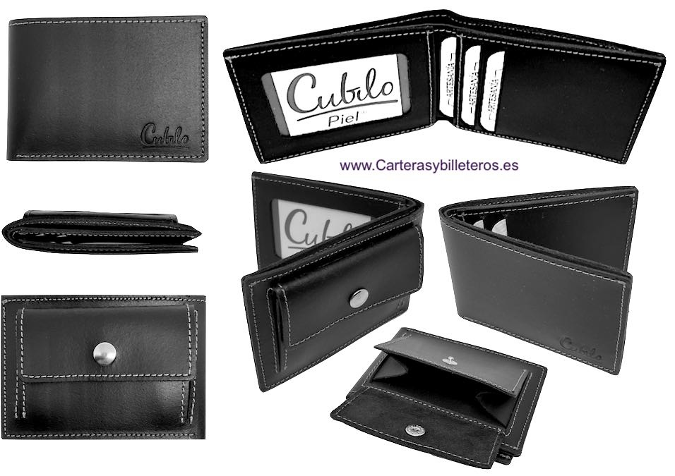 OFFER SET: TWO SMALL LEATHER WALLET WITH OUTSIDE PURSE CUBILO + KEYRING 