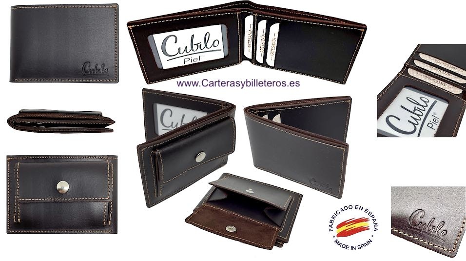 OFFER SET: TWO SMALL LEATHER WALLET WITH OUTSIDE PURSE CUBILO + KEYRING 