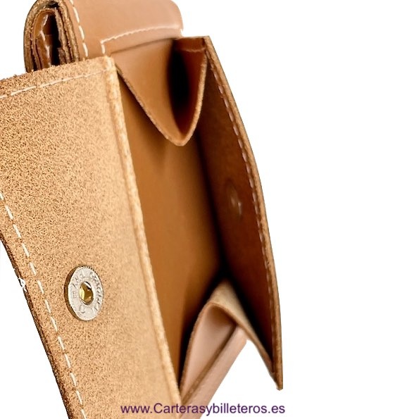 OFFER SET: TWO SMALL LEATHER WALLET WITH OUTSIDE PURSE CUBILO + KEYRING 