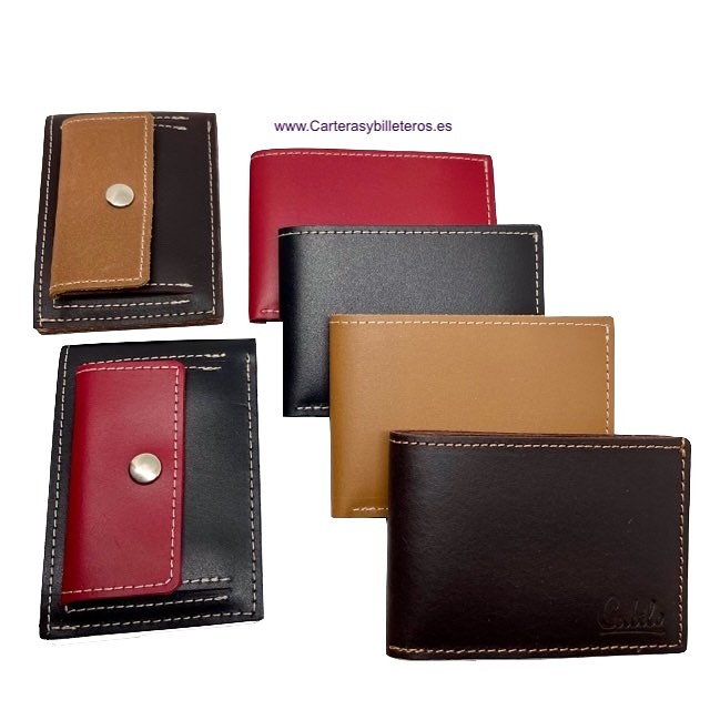 OFFER SET: TWO SMALL LEATHER WALLET WITH OUTSIDE PURSE CUBILO + KEYRING 