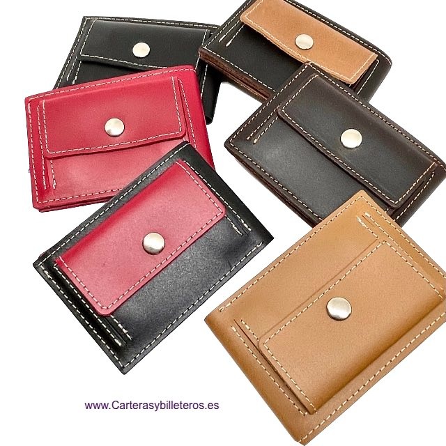 OFFER SET: TWO SMALL LEATHER WALLET WITH OUTSIDE PURSE CUBILO + KEYRING 