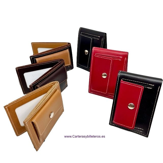 OFFER SET: TWO SMALL LEATHER WALLET WITH OUTSIDE PURSE CUBILO + KEYRING 