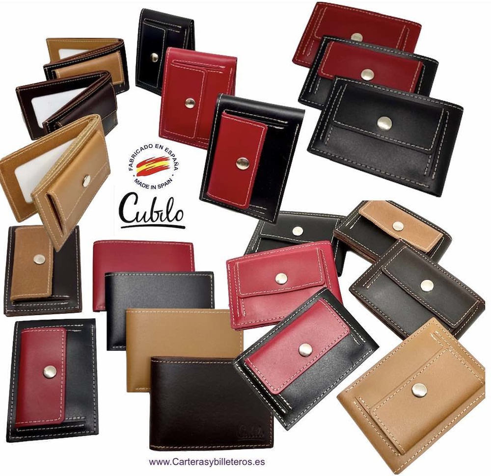 OFFER SET: TWO SMALL LEATHER WALLET WITH OUTSIDE PURSE CUBILO + KEYRING 