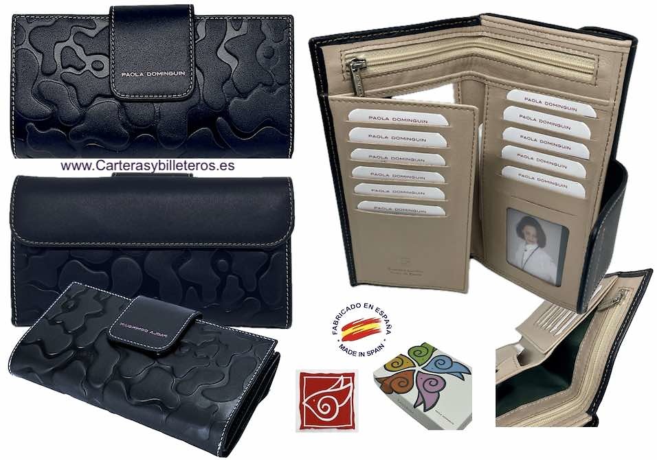 PAOLA DOMINGUÍN WOMEN'S LARGE LEATHER WALLET FROM UBRIQUE WITH LARGE CARD HOLDER AND PURSE 