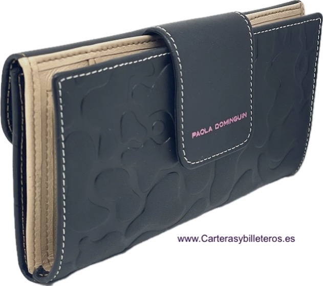 PAOLA DOMINGUÍN WOMEN'S LARGE LEATHER WALLET FROM UBRIQUE WITH LARGE CARD HOLDER AND PURSE 