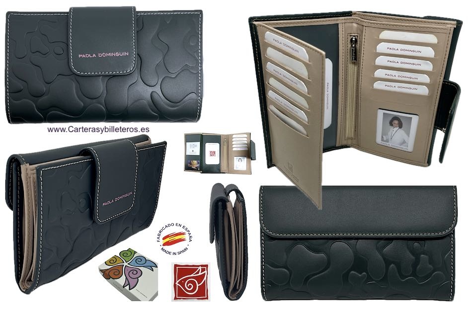 PAOLA DOMINGUÍN WOMEN'S WALLET IN LEATHER FROM UBRIQUE WITH LARGE CARD HOLDER AND COIN PURSE 