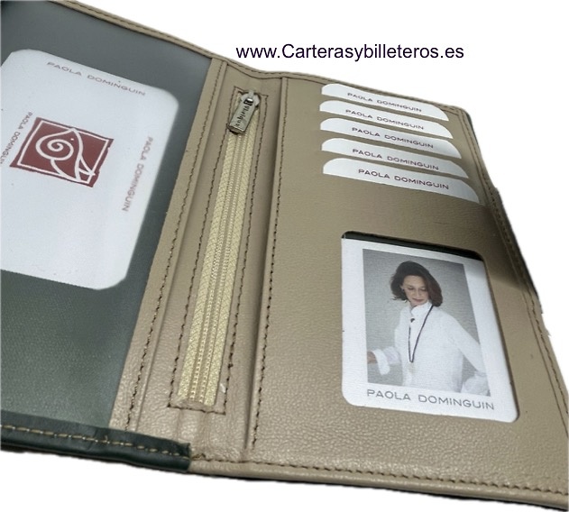 PAOLA DOMINGUÍN WOMEN'S WALLET IN LEATHER FROM UBRIQUE WITH LARGE CARD HOLDER AND COIN PURSE 