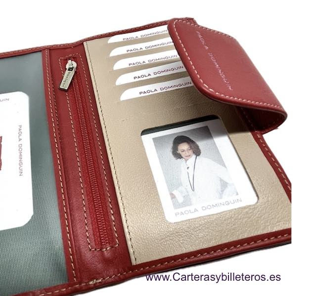 PAOLA DOMINGUÍN WOMEN'S WALLET IN LEATHER FROM UBRIQUE WITH LARGE CARD HOLDER AND COIN PURSE 