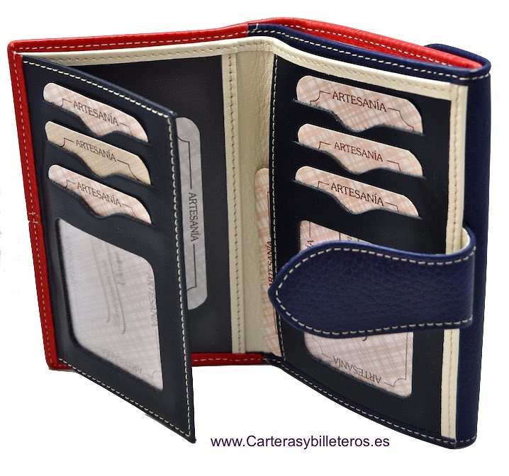 PORTFOLIO WOMEN LEATHER UBRIQUE RED AND NAVY BLUE VERY ELEGANT 