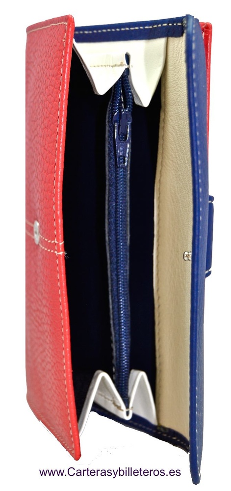 PORTFOLIO WOMEN LEATHER UBRIQUE RED AND NAVY BLUE VERY ELEGANT 