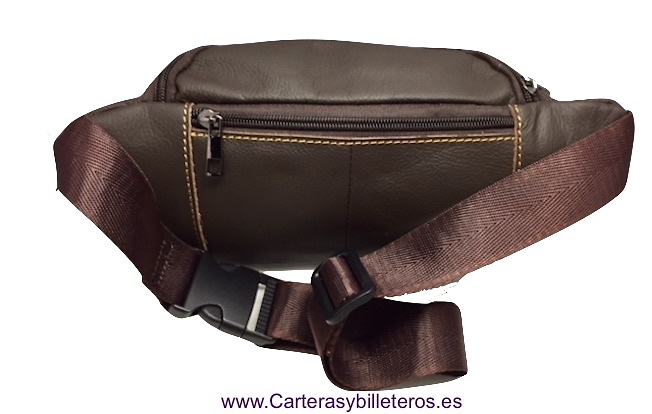 QUALITY LEATHER BAG FOR WAIST WITH FOUR POCKETS 