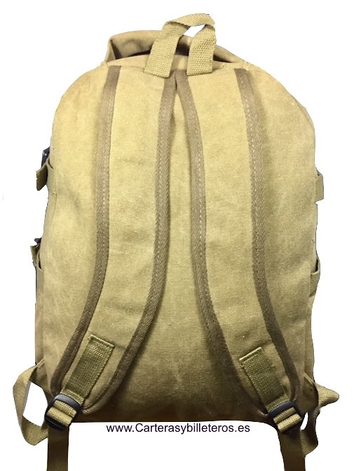 RESISTANT CANVAS BACKPACK WITH 6 POCKETS AND PADDED SHOULDERS 