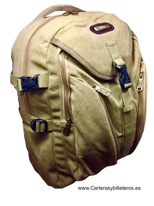 RESISTANT CANVAS BACKPACK WITH 6 POCKETS AND PADDED SHOULDERS 