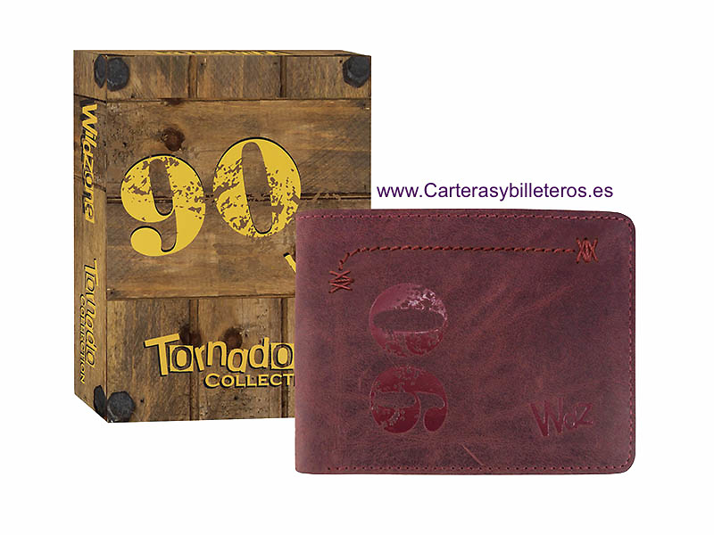 RETRO 90'S MEN'S WALLET CARD HOLDER IN DISTRESSED LEATHER 