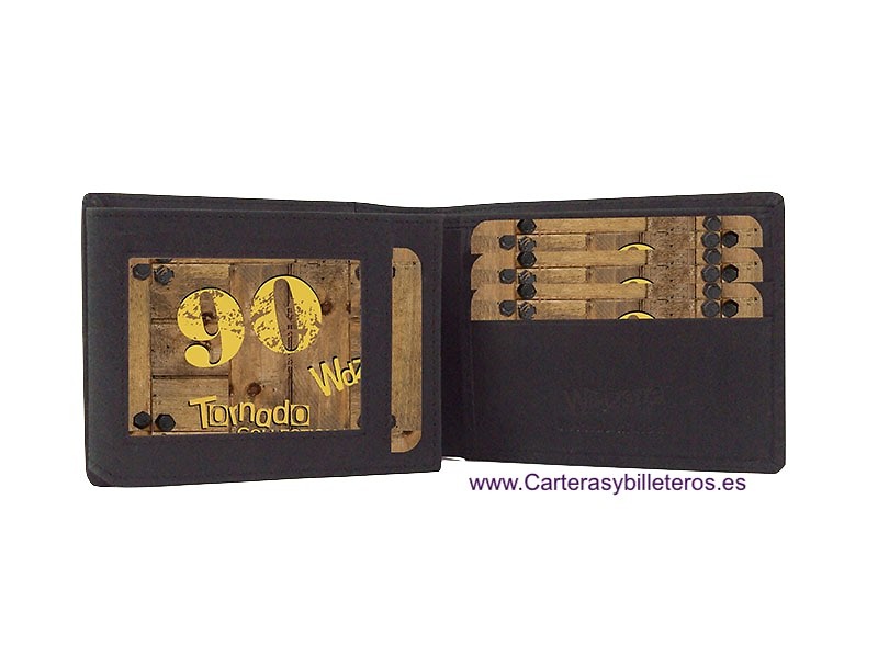 RETRO 90'S MEN'S WALLET CARD HOLDER IN DISTRESSED LEATHER 