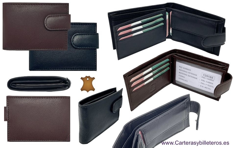 SMALL LEATHER MEN'S WALLET WITH COIN PURSE AND EXTERNAL ZIP 