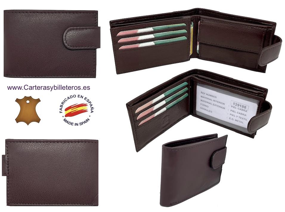 SMALL LEATHER MEN'S WALLET WITH COIN PURSE AND EXTERNAL ZIP 