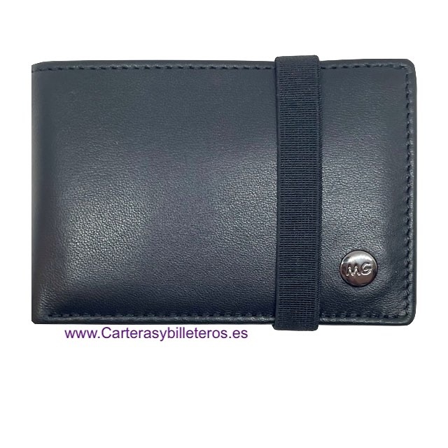 SMALL LEATHER WALLET WITH ELASTIC AND PURSE FOR 7 CARDS -2 colors- 