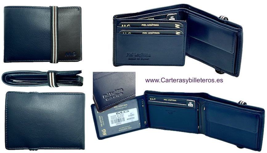 SMALL LEATHER WALLET WITH ELASTIC AND PURSE FOR 7 CARDS -2 colors- 