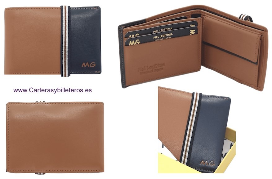 SMALL LEATHER WALLET WITH ELASTIC AND PURSE FOR 7 CARDS -2 colors- 