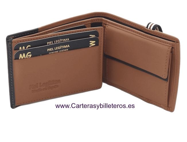 SMALL LEATHER WALLET WITH ELASTIC AND PURSE FOR 7 CARDS -2 colors- 