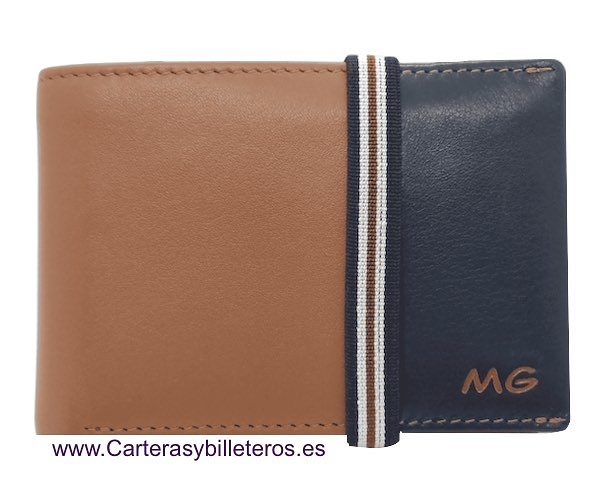 SMALL LEATHER WALLET WITH ELASTIC AND PURSE FOR 7 CARDS -2 colors- 