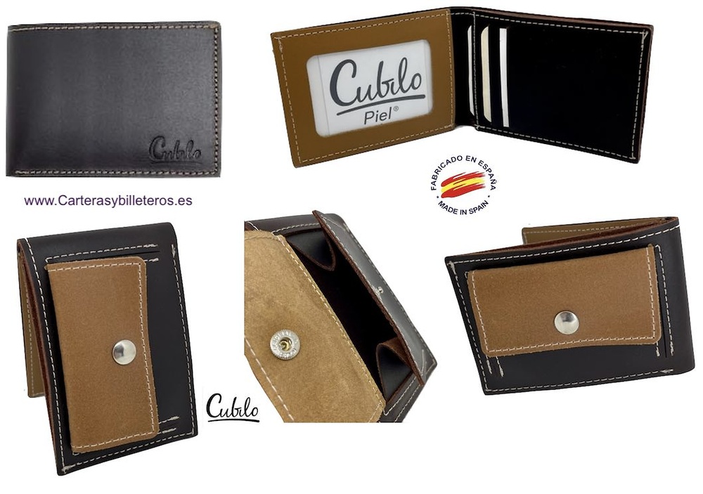 SMALL LEATHER WALLET WITH OUTSIDE PURSE CUBILO 5 colors - NEW - 