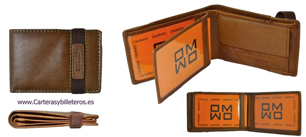 SMALL LEATHER WALLET WITH ELASTIC AND PURSE 