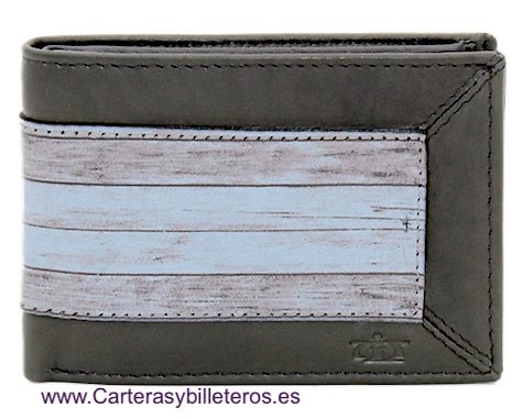 SMALL MEN'S WALLET WITH COIN PURSE AND JASPER DECORATION 