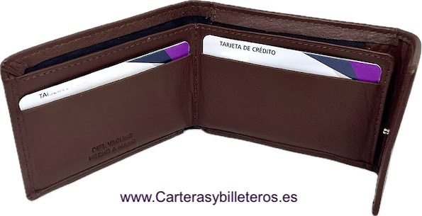 SMALL MEN'S WALLET WITH EXTERNAL LEATHER COIN PURSE 