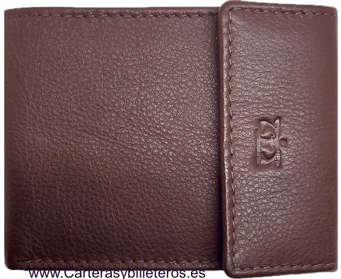 SMALL MEN'S WALLET WITH EXTERNAL LEATHER COIN PURSE 