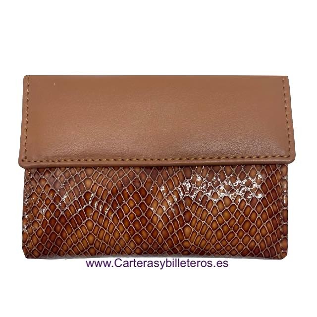 SMALL WOMEN'S WALLET IN UBRIQUE LEATHER WITH HIGH QUALITY SNAKE FINISH + COLORS 