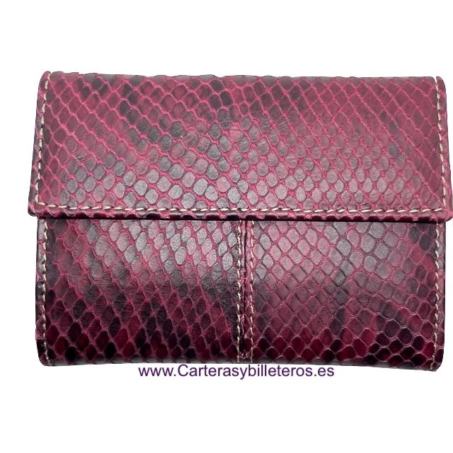 SMALL WOMEN'S WALLET IN UBRIQUE LEATHER WITH HIGH QUALITY SNAKE FINISH + COLORS 