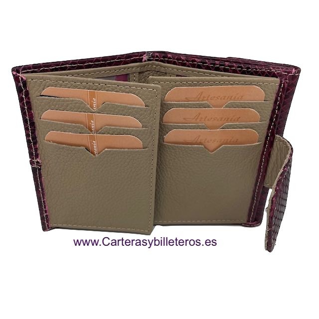 SMALL WOMEN'S WALLET IN UBRIQUE LEATHER WITH HIGH QUALITY SNAKE FINISH + COLORS 