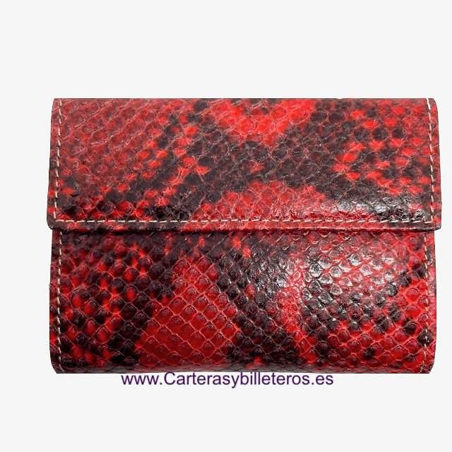 SMALL WOMEN'S WALLET IN UBRIQUE LEATHER WITH HIGH QUALITY SNAKE FINISH + COLORS 