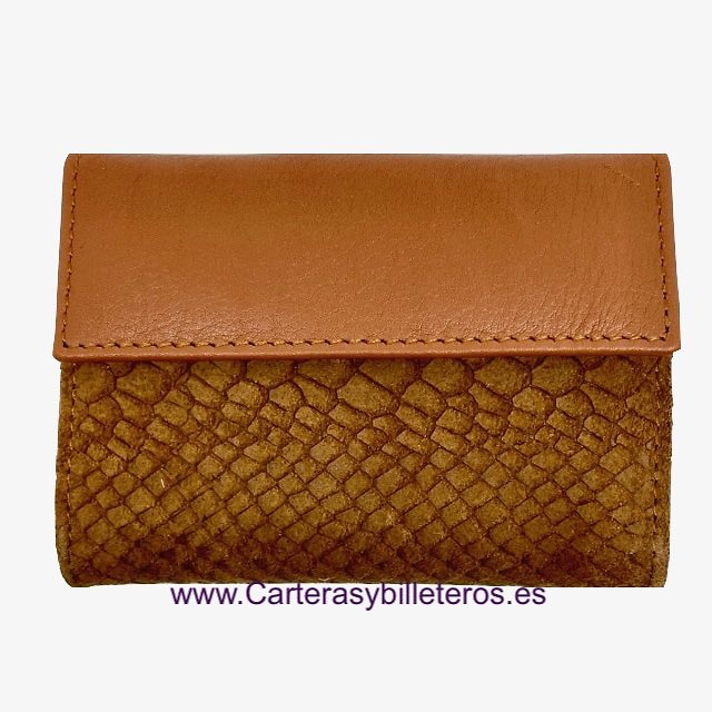 SMALL WOMEN'S WALLET IN UBRIQUE LEATHER WITH HIGH QUALITY SNAKE FINISH + COLORS 