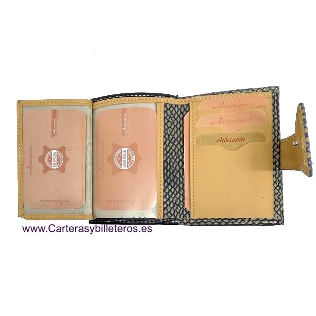 SMALL WOMEN'S WALLET IN UBRIQUE LEATHER WITH HIGH QUALITY SNAKE FINISH + COLORS 